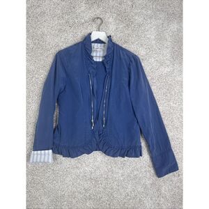 Winter Silks Blazer Jacket Women's Small Layer Blouse Cuff Sleeves Zipper Ruffle